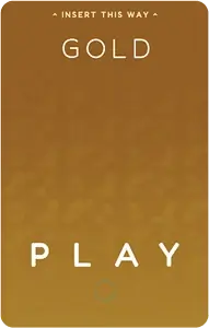 Gold card with the inscription Play visible
