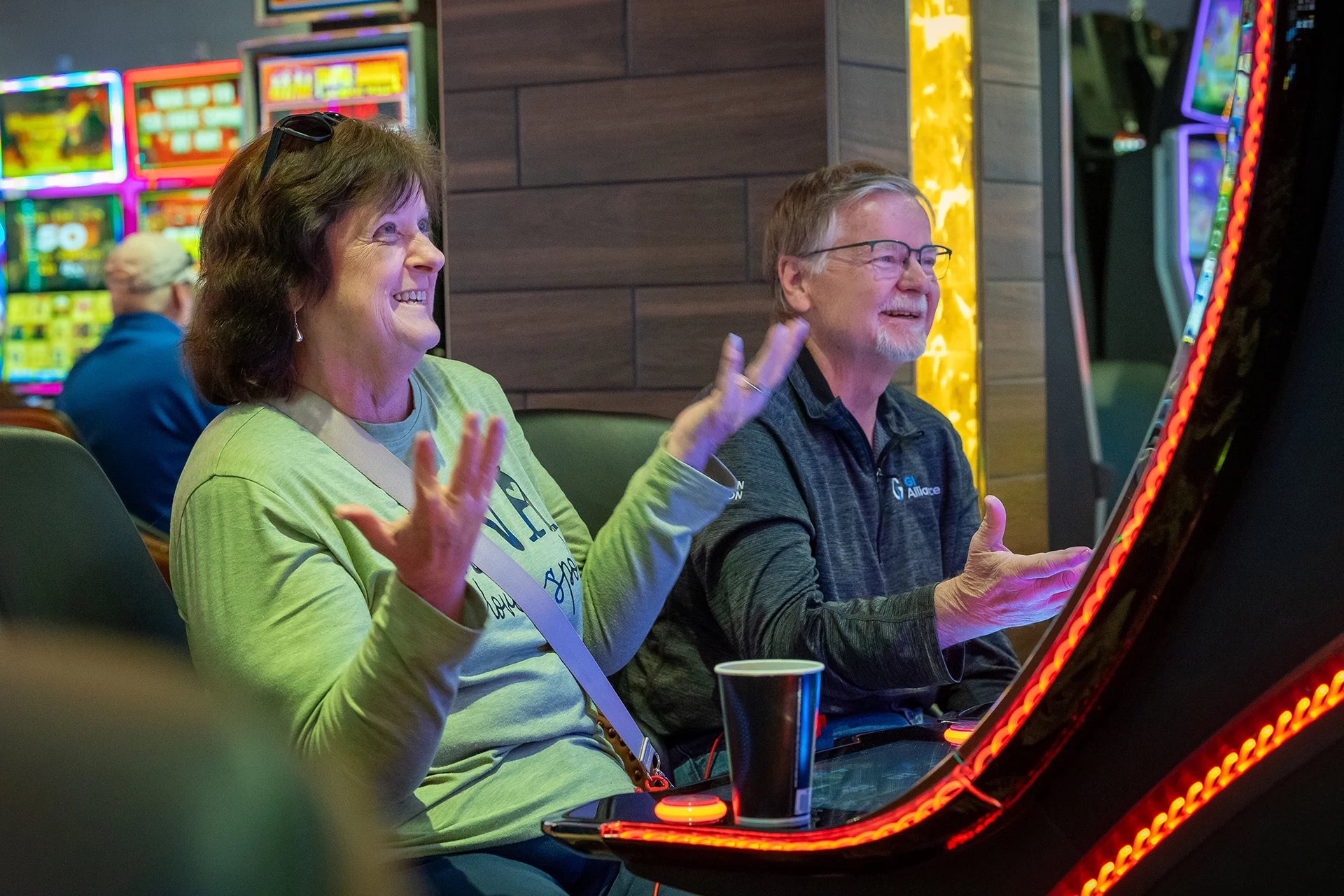Seniors enjoying a welcoming daytime outing at Gilley's Gambling Hall